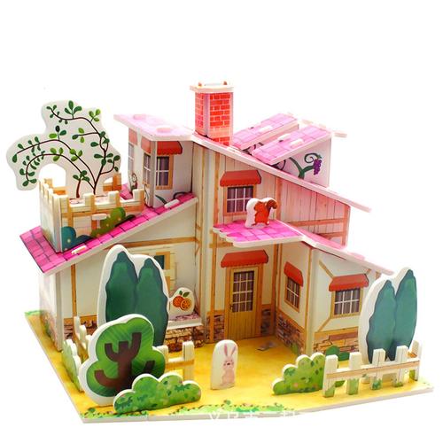 3d立体纸质农庄别墅拼图 diy房子模型拼图儿童亲子拼装玩具